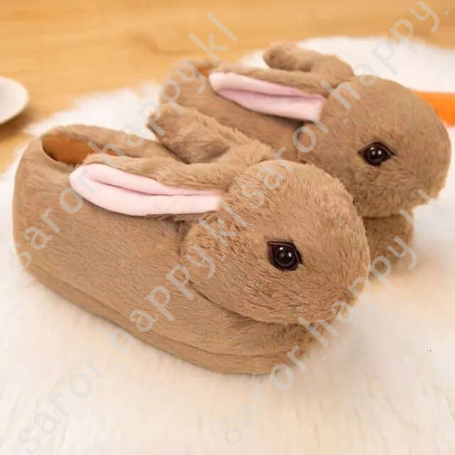 Cute Cartoon Rabbit All Inclusive Winter Warm Home Slippers Adult Girl Lady Plush Head Silent Indoor Floor Women Fun Slippers 948