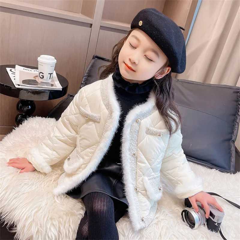 Girls outerwear winter cotton windproof princess warm and thick youth plus size sportswear childrens clothing M241018