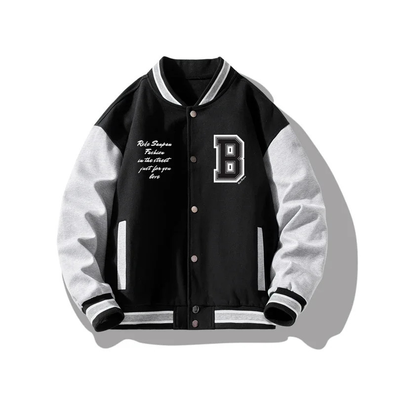 Korean Mens Baseball Jackets Embroidery Uniform Fashion Splicing Jacket Trendy Couple High Street Motorcycle Coat 241018