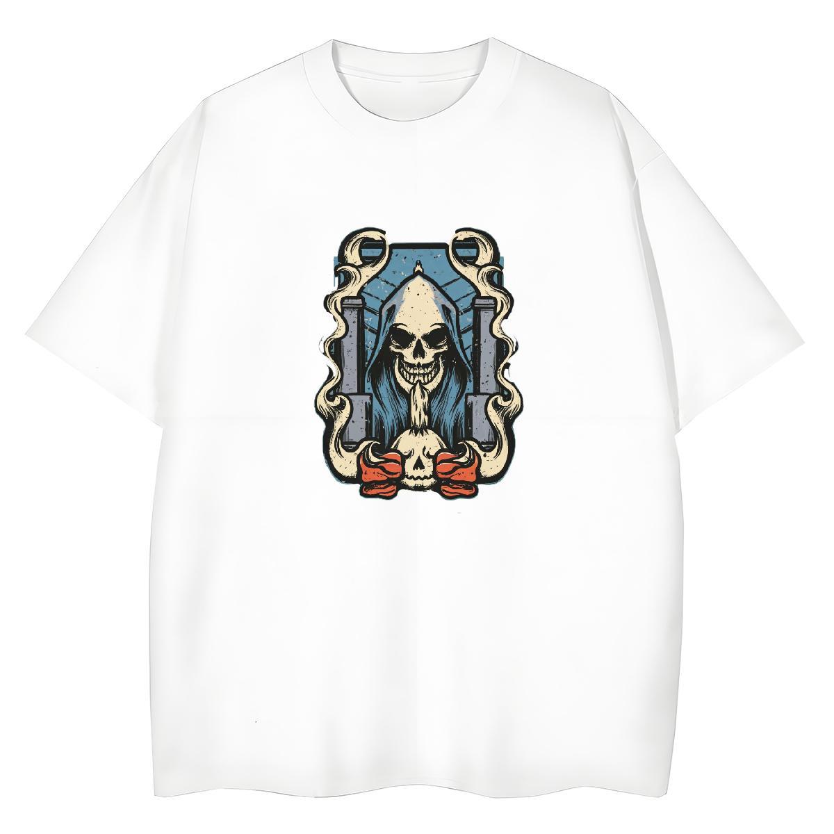 Classic Woman T Shirts 230g 100% Cotton Comfortable Beach skull Women Tees Popular DIY Logo Top Tees