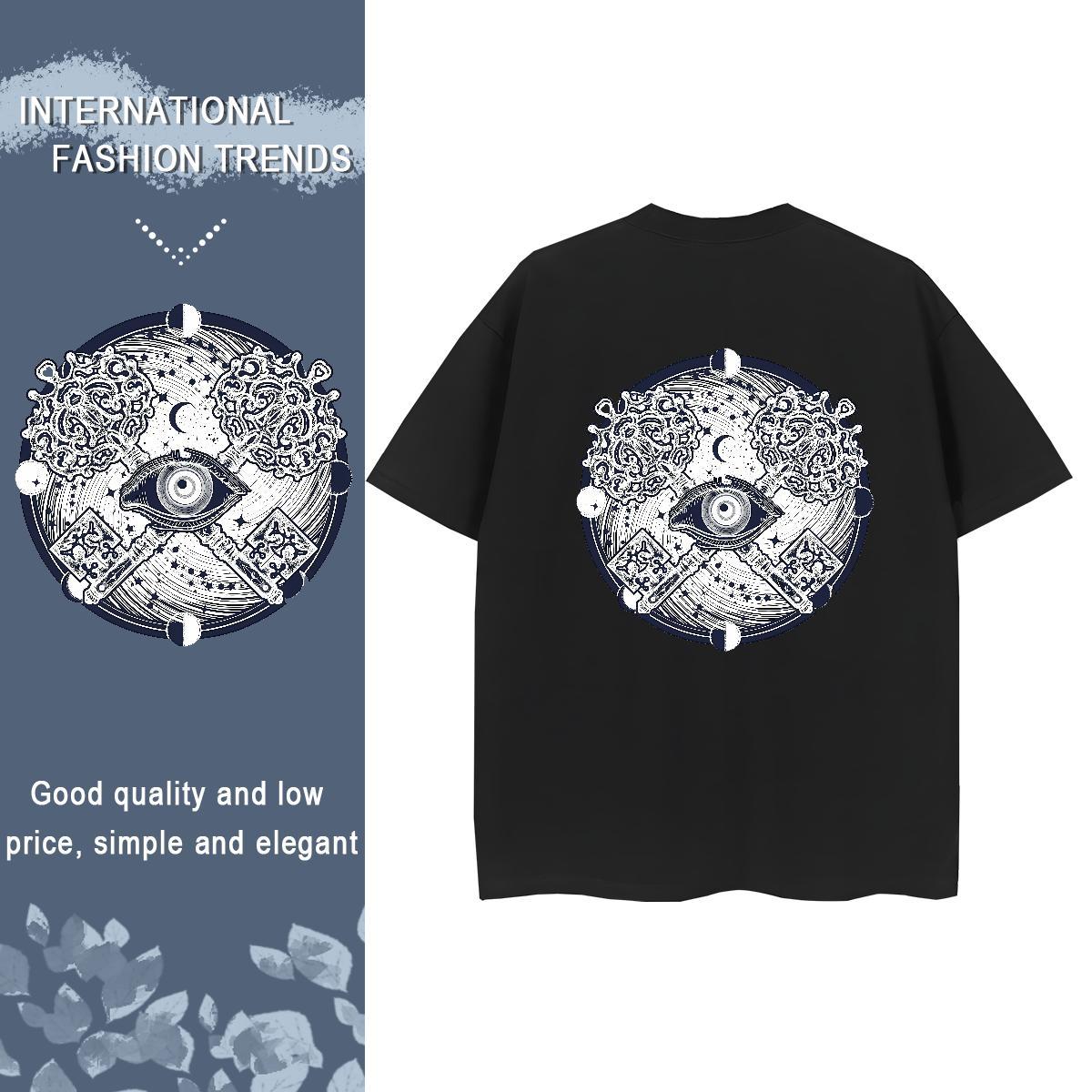 2024 Designer T-Shirts for Women 230g 100% Cotton Round Neck Short Sleeve Casual eye of the devil Couples T Shirts Loose fit Custom Print Oversized To