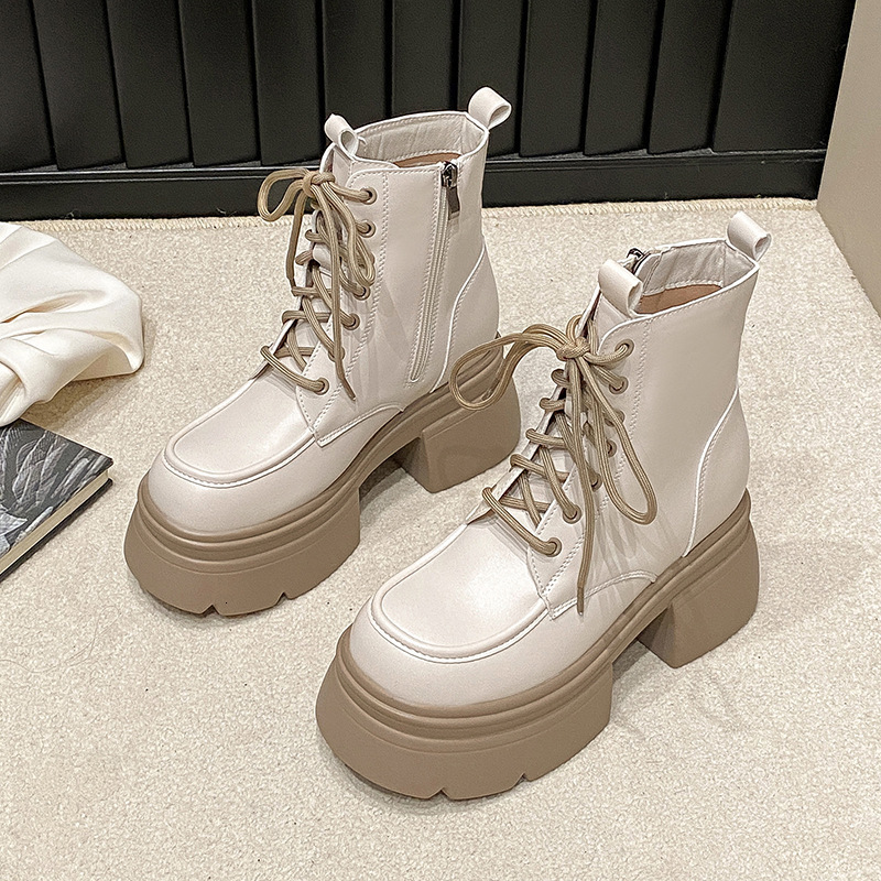Black Martin Boots for Women 2024 Autumn/Winter New British Style Thick Bottom Short Boots Sweet Cool Motorcycle Martin Boots for Women