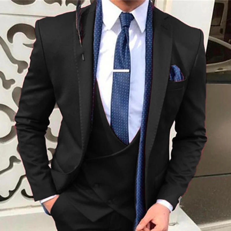Formal Suits For Mens Slim Fit 3 Pieces Wedding Tuxedo Groomsmen Male Fashion Business Costume Jacket Vest With Pants 2024
