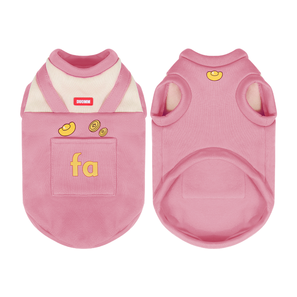 New cat clothing for autumn and winter, warm dog hoodie, fake two-piece cloth doll, short fur cartoon windproof pet vest