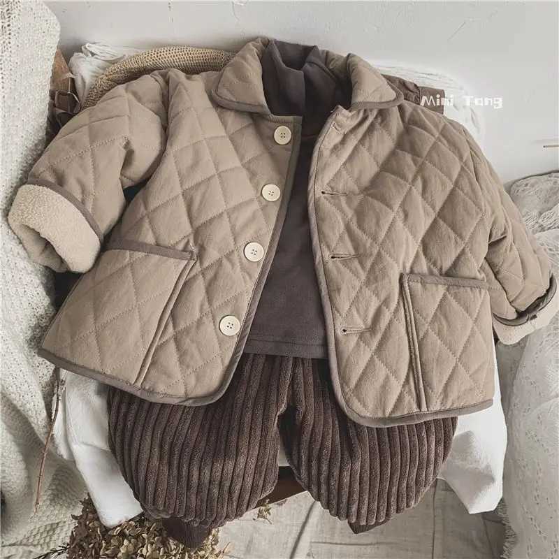 Boys autumn and winter literature and art retro style cotton jacket new thick cotton clothing childrens fashionable warm jacket M241018