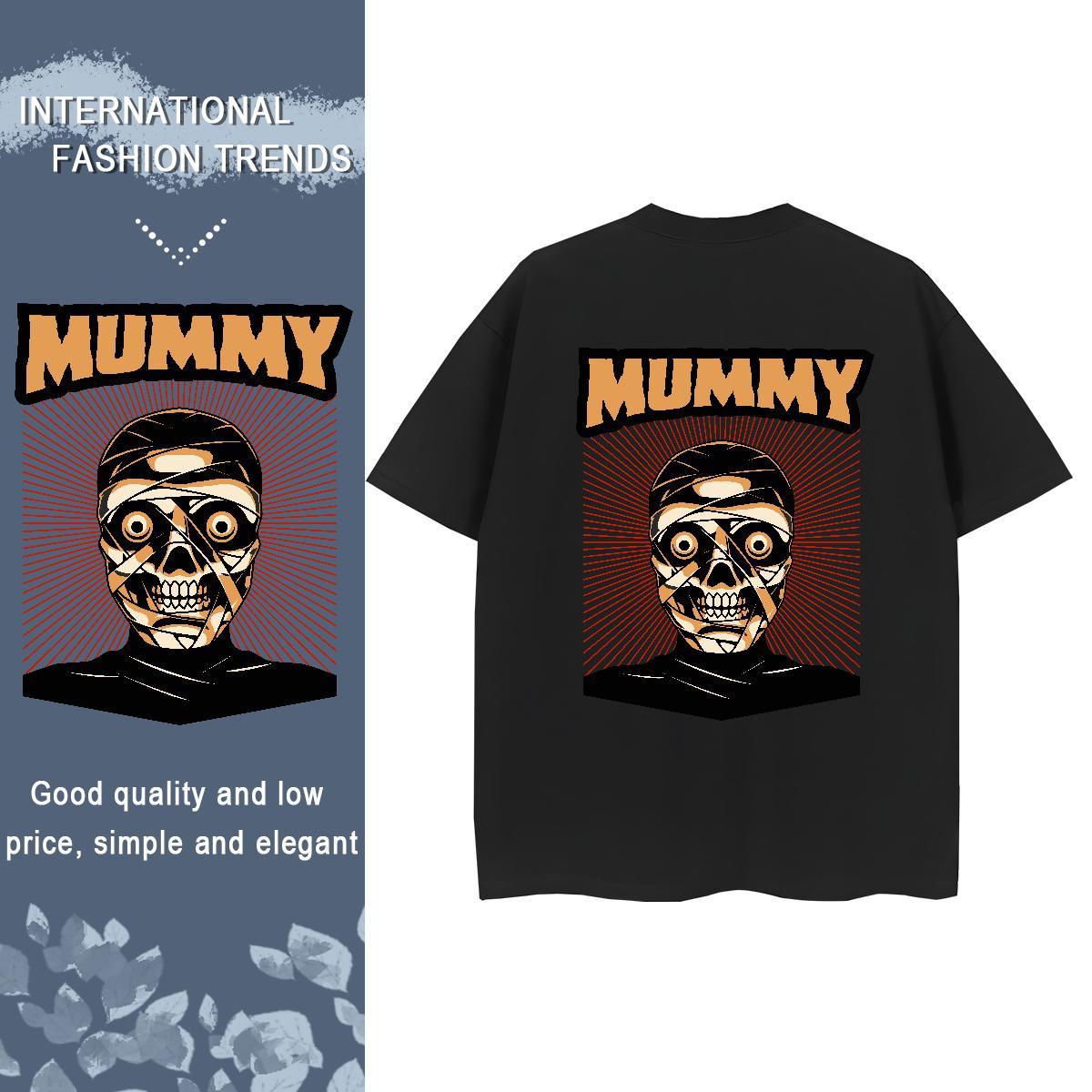 2024 DIY T Shirt For Woman 100% Cotton 230g Breathable Crew Neck Sports Casual skull Unisex Tshirts Nice Oversized Clothes Shirt