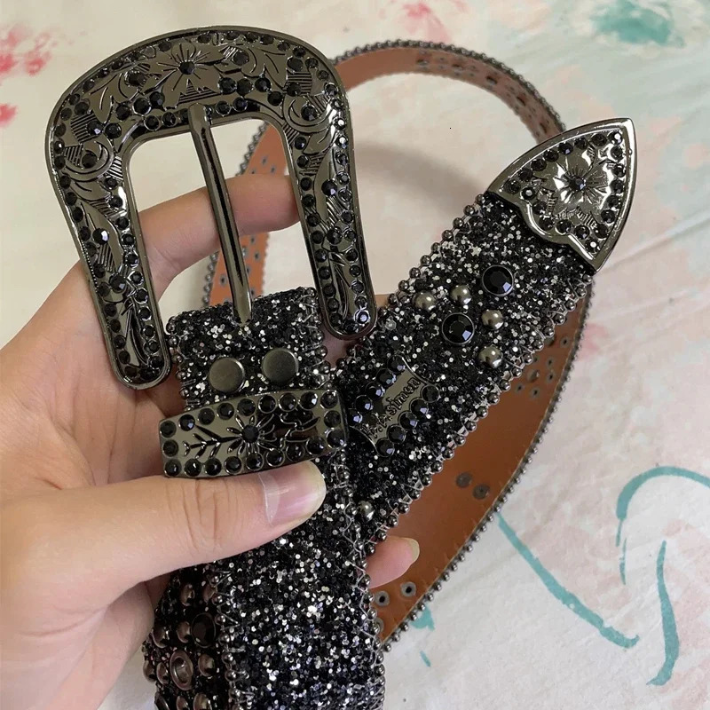 NOWISBB Y2K Rhinestones Belts Quality Western Cowgirl Cowboy Diamond Bling Cinturones Para Hombre er Goth 241018