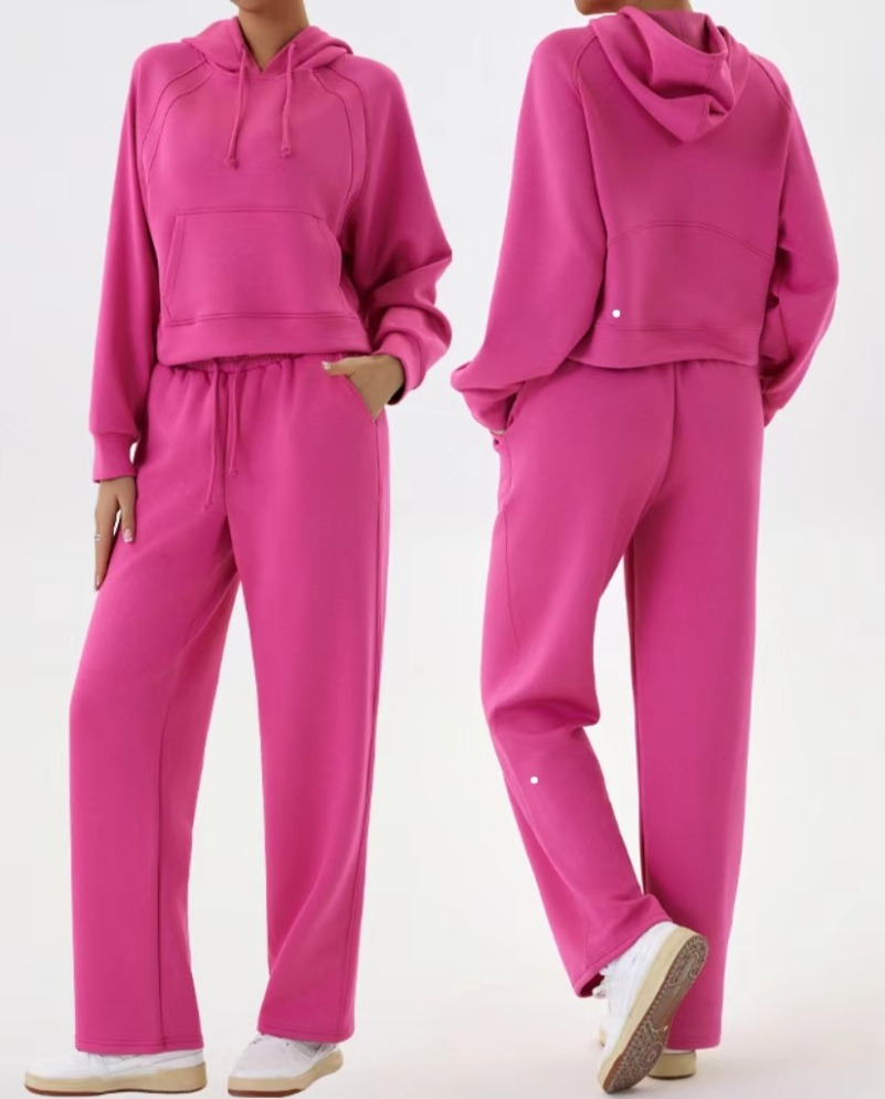 2025-- Women Sports Hooded Sweater Suit Yoga Jogging Two Piece Set Winter Coat Fitness Sweatshirt Workout Hoodie Long Pants Jogger Suit Gym Tracksuit