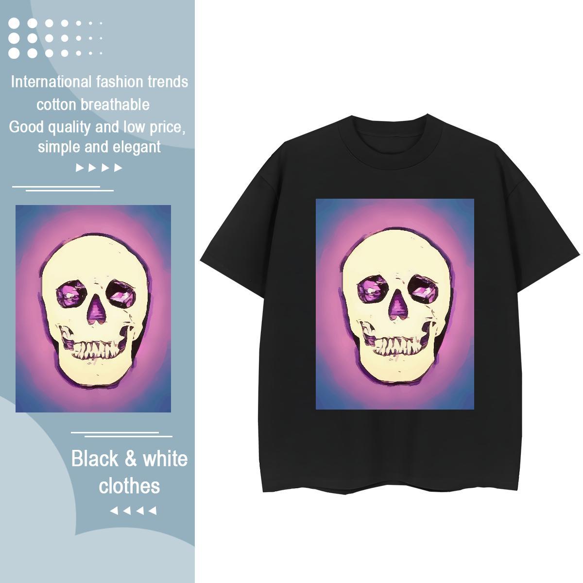 Factory Direct T-Shirts for Women 230g Pure Cotton Breathable Crew Neck Hip Hop Street skull Woman Tshirt Brand Anime Oversized Tee Shirt