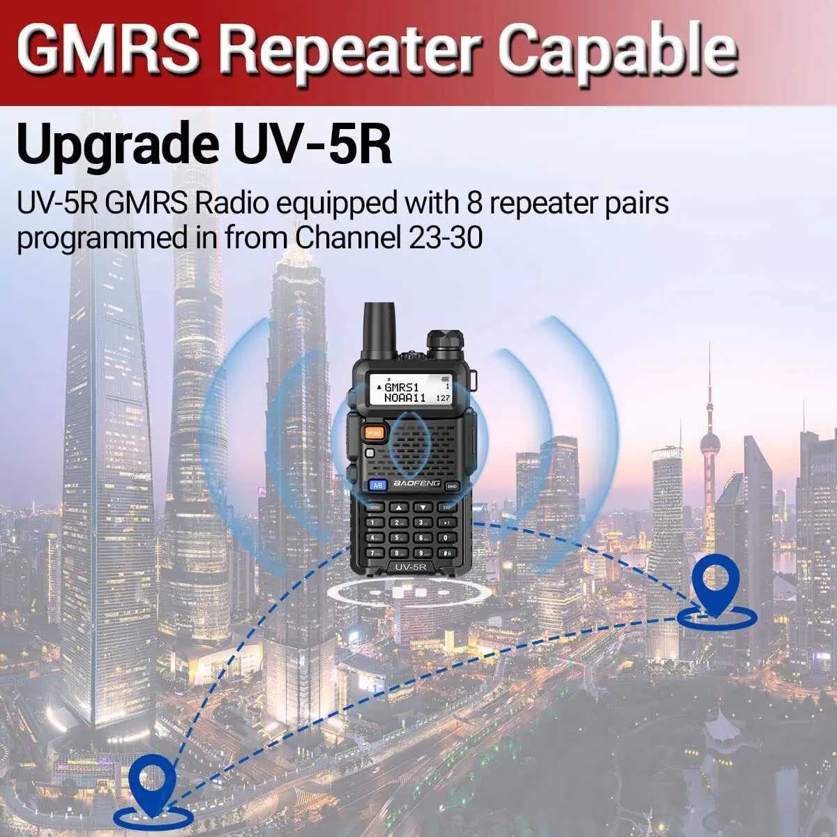 Interphone Baofeng UV-5R GMRS Walkie Talkie Dual Band VHF UHF Long Range High Power NOAA Rechargeable UV5R UV 5R Handheld Ham Two Way Radio Z241018
