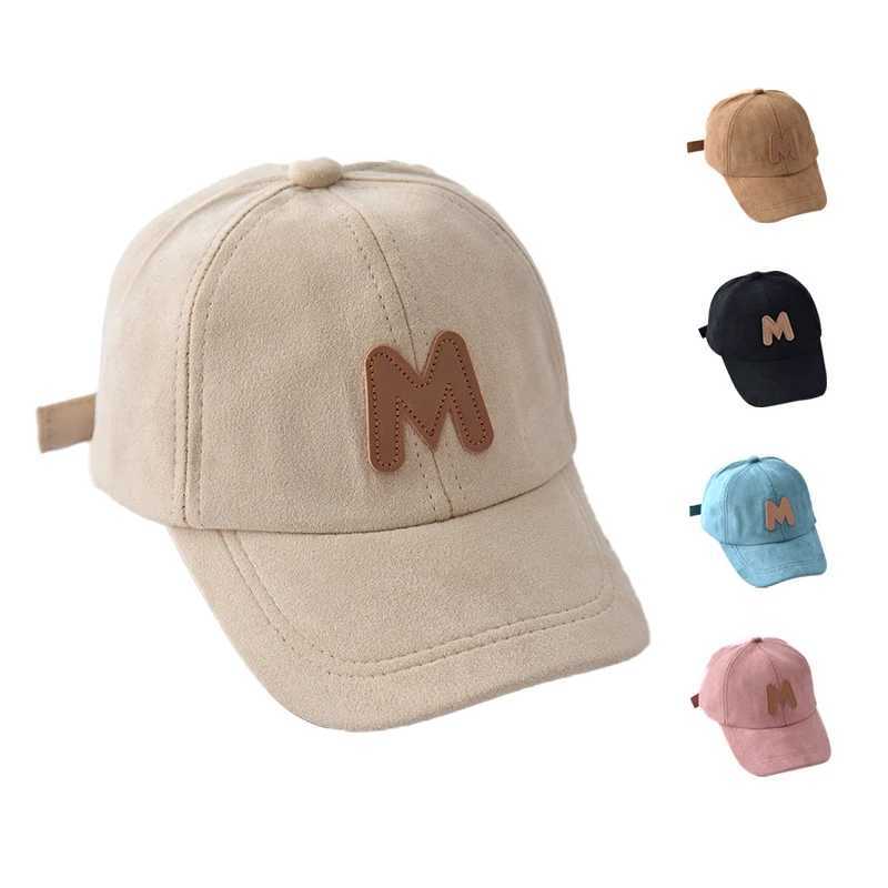 Spring Summer Children Baseball Cap Suede M Letter Baby Hat Outdoor Casual Boys Girls Kids Adjustable Sun Visor Caps LX241018