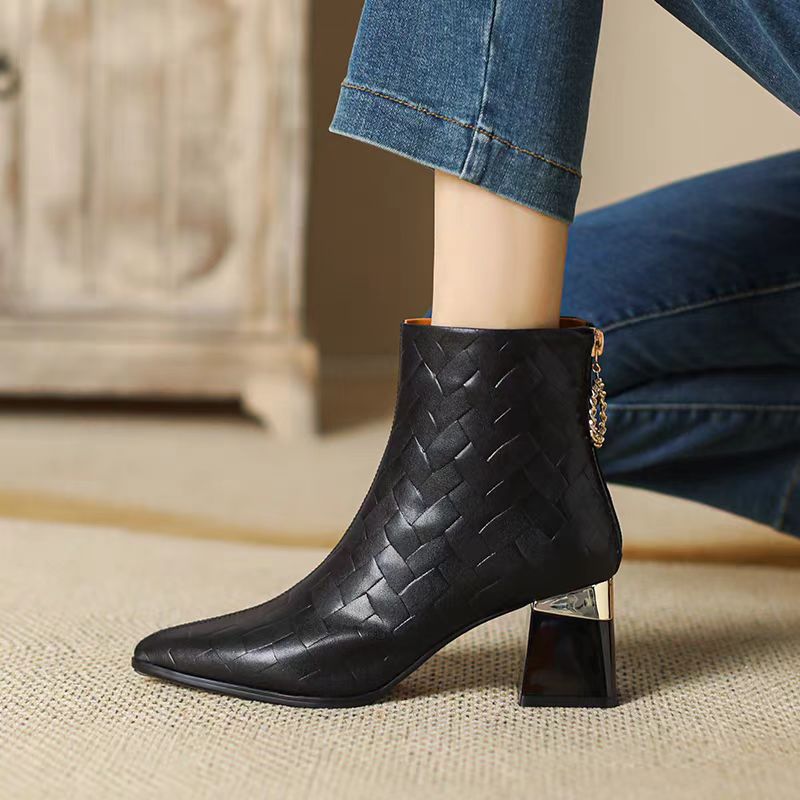 Leather High Heel Martin | Trendy 2024 Winter Boots for Women ab88
