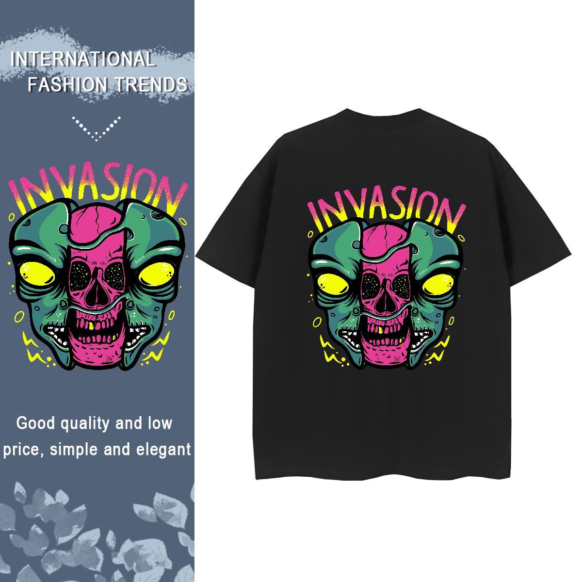 Fashion New T shirt 100% Cotton 230g Round Neck Short Sleeve Outdoor skull Couples T Shirts Designer Anime Clothes Shirt