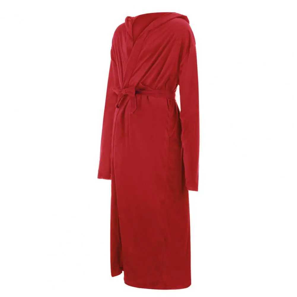 Men Bathrobe Solid Color Skin-touching Anti-freeze Men Flannel Hooded Bath Robe Pajamas for Daily LifeXJ241018