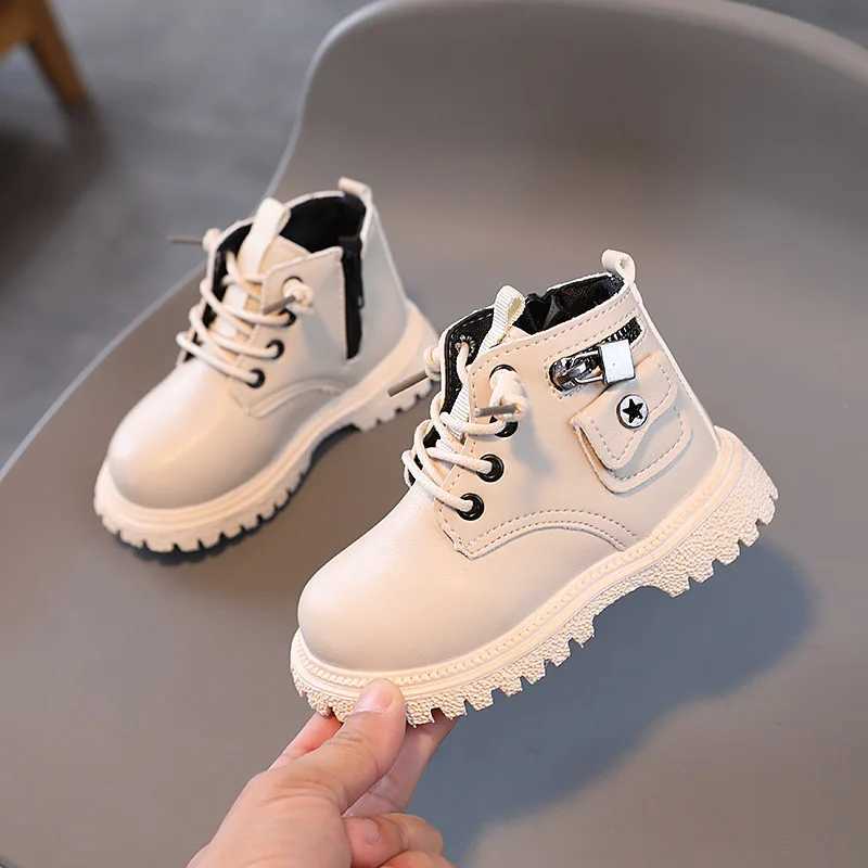 Boots Kids Boots for Boys Spring Autumn Childrens Causal Ankle Boots Fashion Black Versatile Girls School Leather Boots Side Zipper H241018