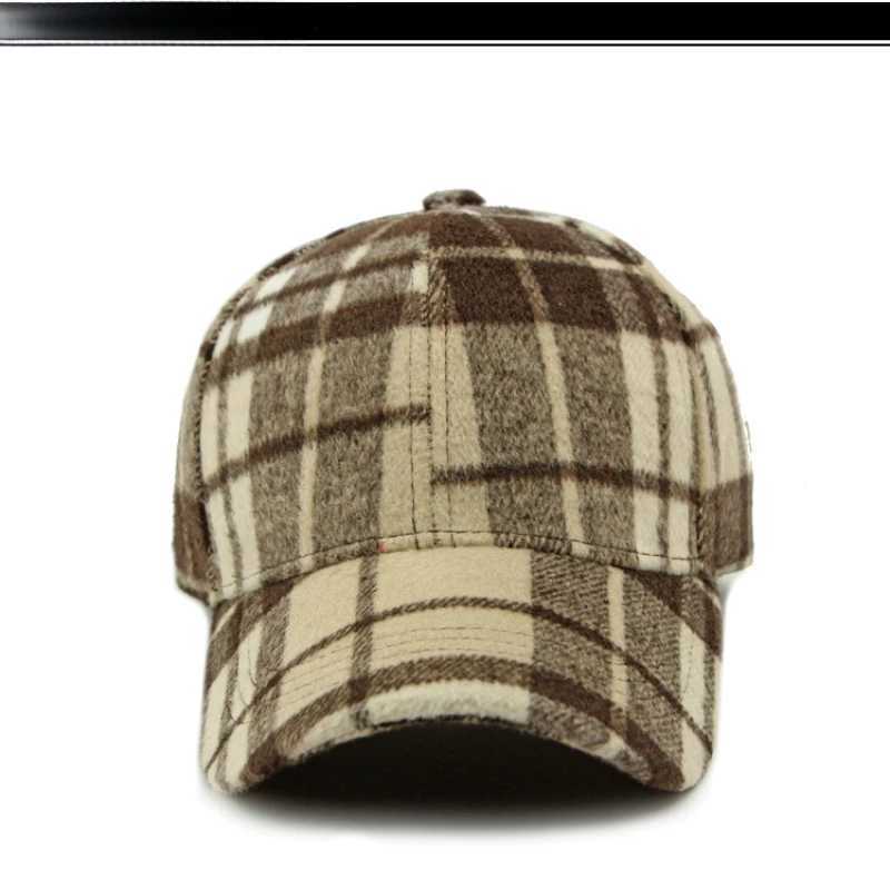 Unisex Plaid Baseball Cap Adjustable Warm Polyester Duckbill Hat for Fall Winter 55-60cm Bowed BrimX241018