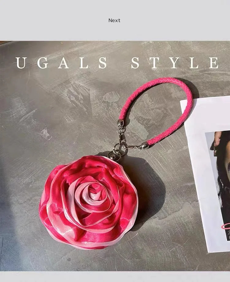 silk satin rose fashionable evening bag womens handbag wedding party clutch wallet womens shoulder cross body bag241018