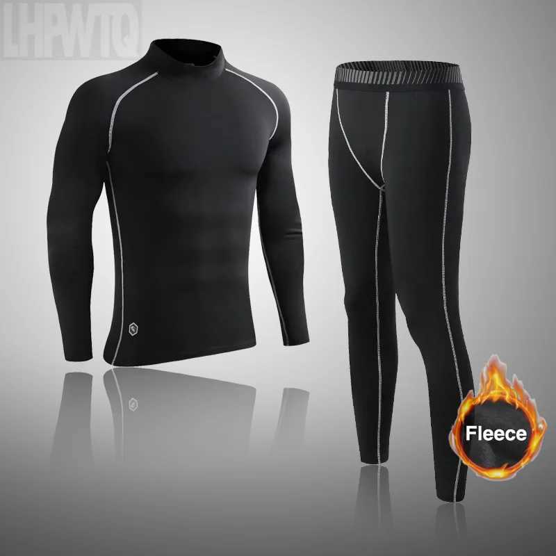 Men's Thermal Underwear High neck winter mens skiing hot underwear set quick drying functional compression track style tight fitting ski top and 