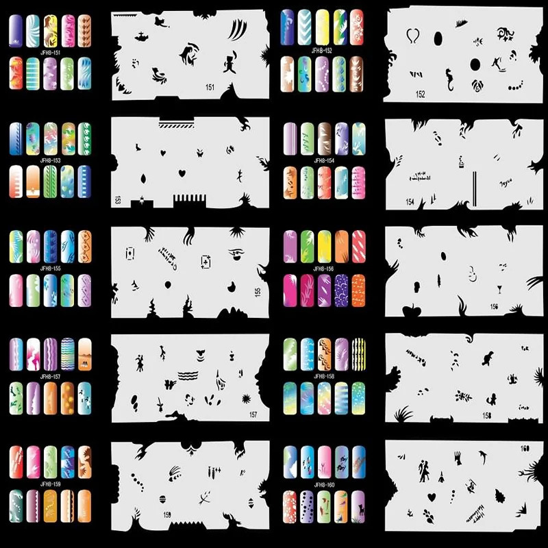OPHIR 200 s Airbrush Nail Stencil Airbrushing Template Sheet Stencils for Airbrush Nail Art Paint Nail Tools _JFH8-JFH11 241017