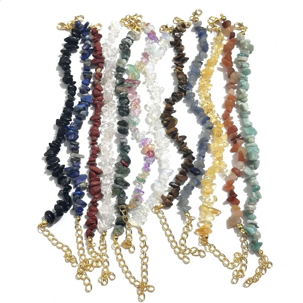 20 pieces of natural gemstone bracelets irregular crystal elastic chips bead beads bead bracelets quartz wristbands 241018