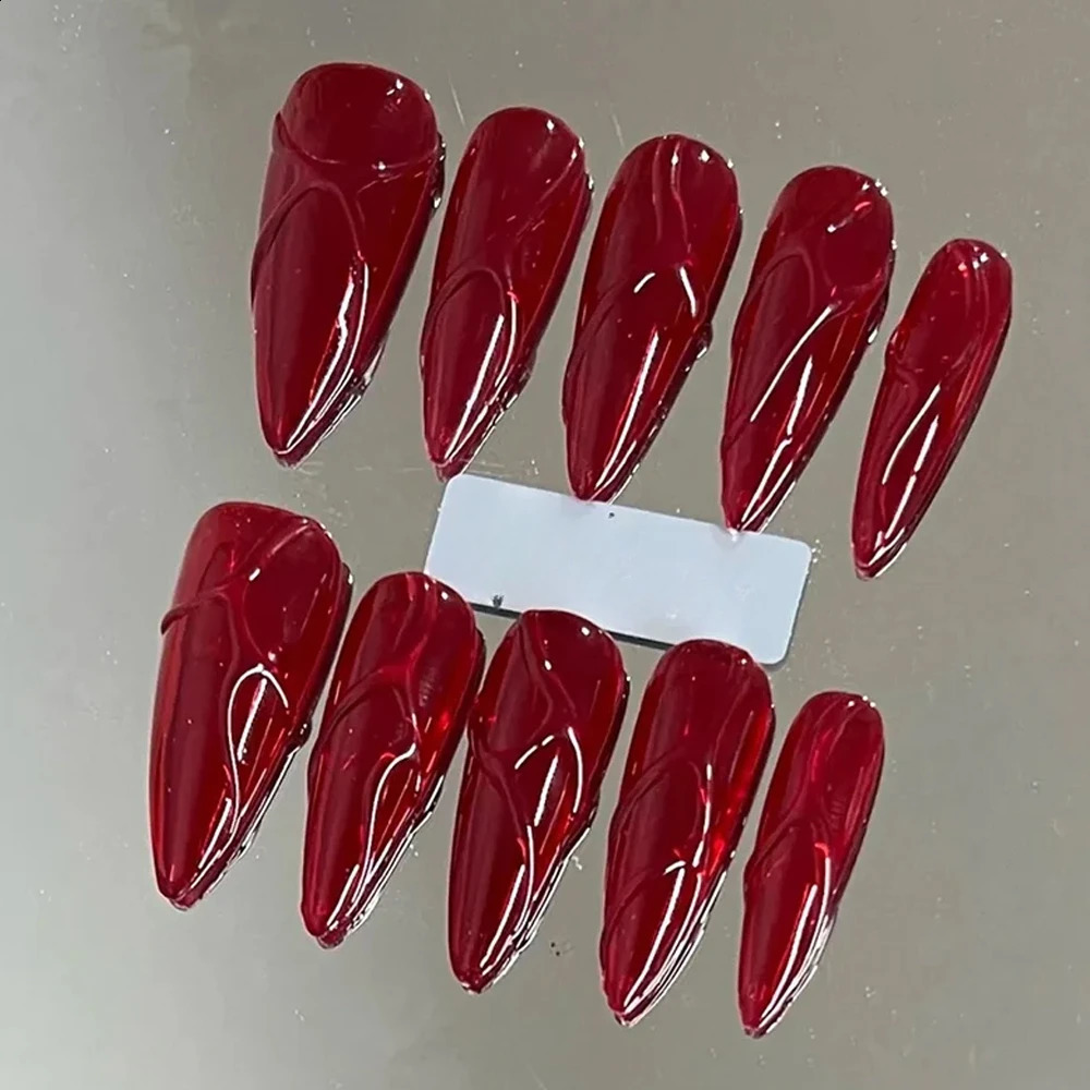 Fashion Wearable Press on Nails Light Color Gothic Rhinestone Decor 3D Bowknot Detachable Reusable Full Cover Nail 241017