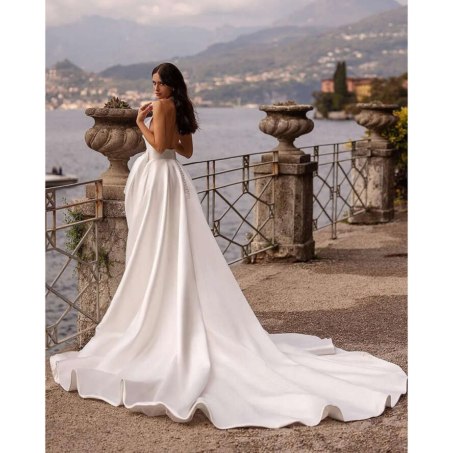 Dresses Elegant A E Boho Halter Neck Appliques Backless Bridal Dress Women White Wedding Gowns Vestidos De Novia legant ppliques