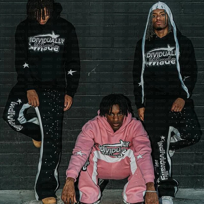 Y2K Hoodie Men Women Hooded Long Sleeved Jacket Top Street Fashion Pullover Sweatshirt Kpop Goth Vintage Clothes Pant 90s 241017