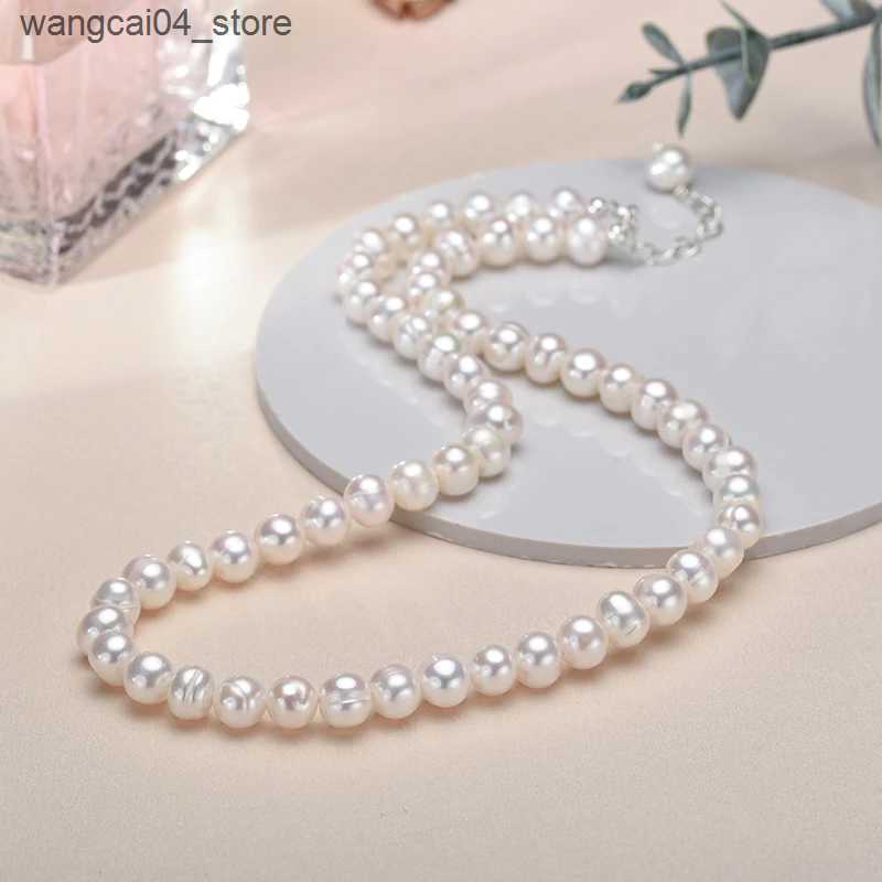 Chokers Wholesale 6-7mm freshwater cultural pearl necklace genuine pearl necklace womens pure silver pearl necklace L240910