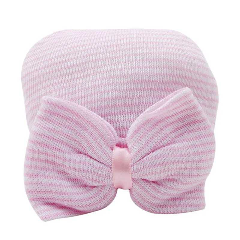 Baby Hat Cute Big Bow Striped 0-3 Months Newborn Products Winter Warm Soft Comfortable Photography Props Baby Hooded Cap LX241018