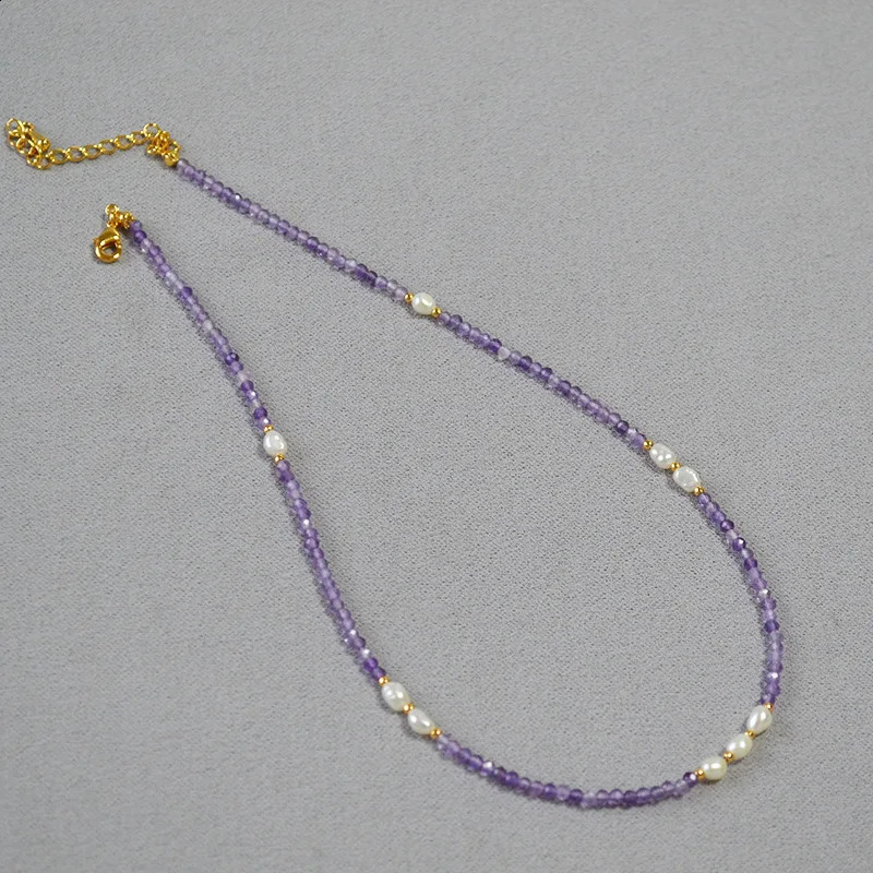 18K brass natural pearl crystal necklace for womens jewelry punk runway rare dress bohemian Japan Korea 241017
