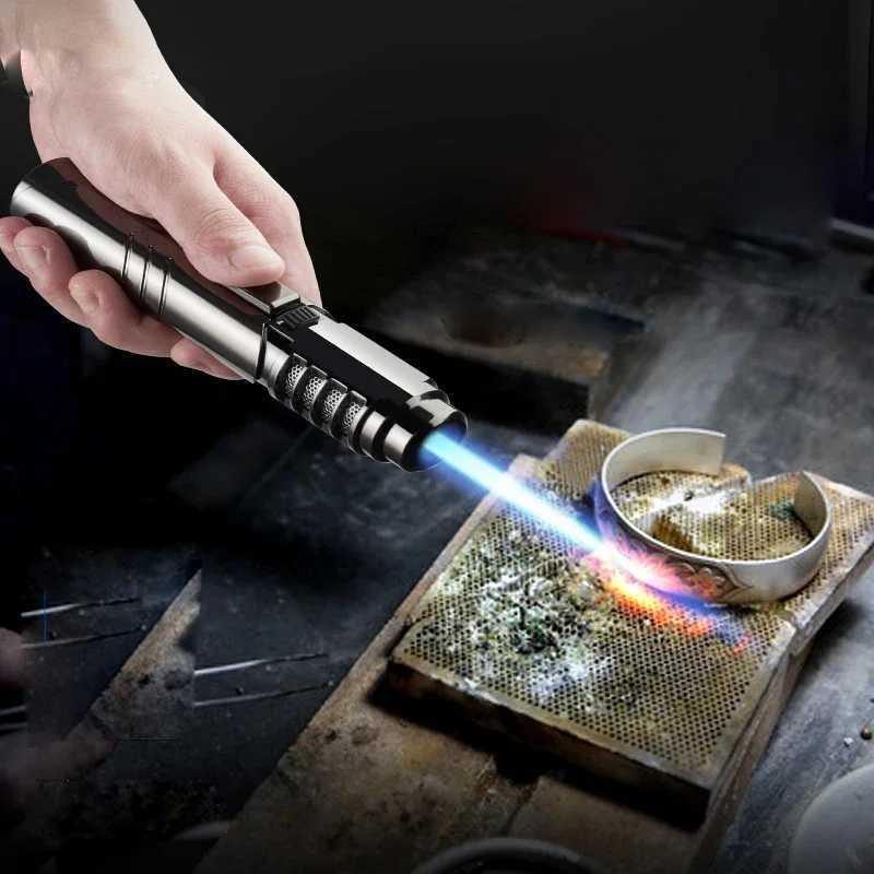 Lighters Large spray metal blue flame 1800 C welding gun outdoor camping barbecue ignition tool personalized butane gas lamp T241017 W260202