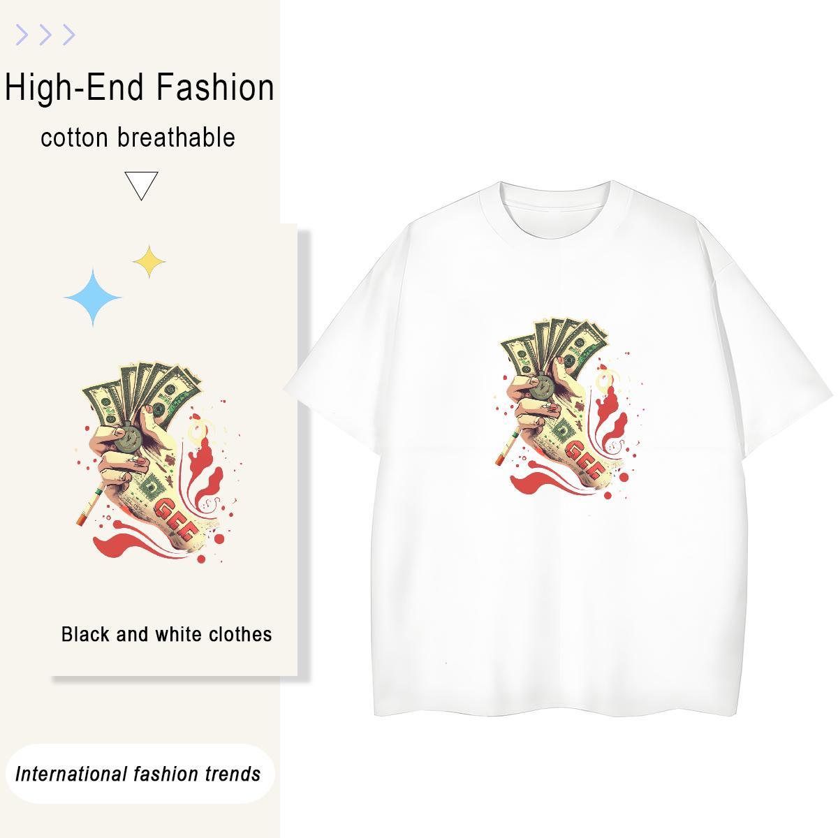 2024 T-Shirts 230g Pure Cotton Crew Neck Breathable Casual skull Unisex Tshirts Designer Nice Cartoon Anime Polos