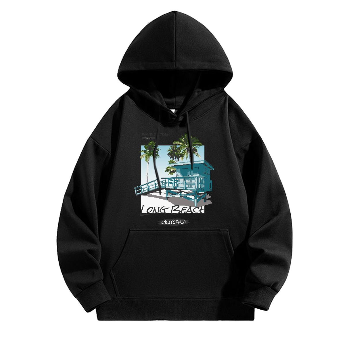 Brand Men Hoodie Loose Fit Men Tops Hoodie Plus Size Custom Wear Sports Casual Hooded Collar Long Sleeves Velvet Thick