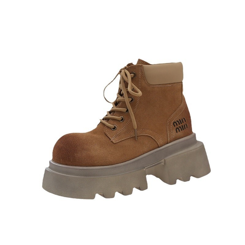 Versatile and fashionable thick soled Martin boots for women in autumn and winter 2024, new height increasing and anti slip Western cowboy boots, shor
