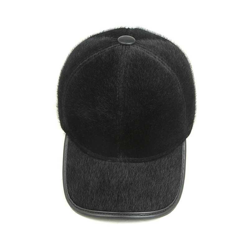 Fashion Men Newly outdoor Faux fur Baseball Cap With Earmuff Plus velvet Warm Winter Hats Middle-aged Thickened Snapback HatX241018
