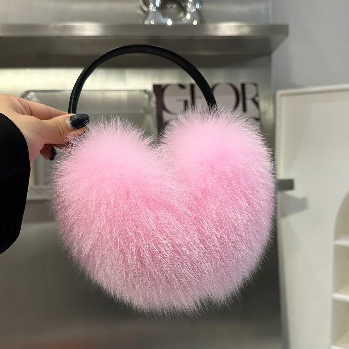 Real Fox Fur Earmuffs Natural Warm Fox Fur Earmuff Cute Oversized Fluffy Genuine Fox Fur Earmuffs Winter Ear Muffs 241018