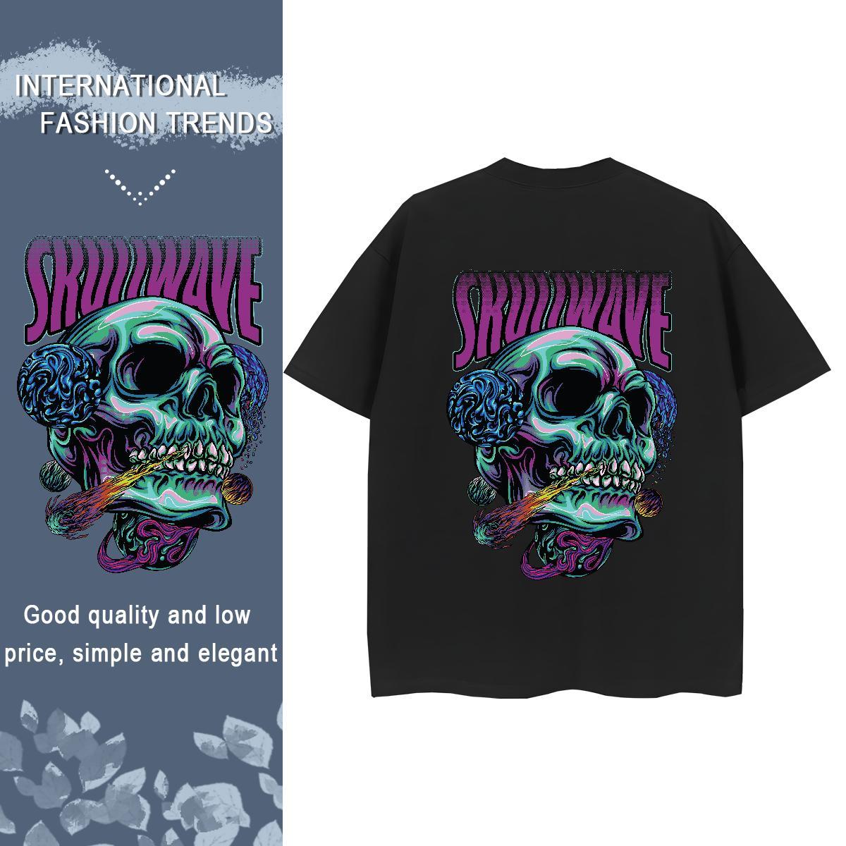 Fashion Womens T Shirts 100% Cotton 230g Breathable Short Sleeve Casual Daily Wear skull Tshirt for Man Woman 5A Floral Print Tops Shirt