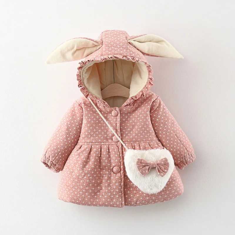 Childrens Jacket Winter Girls Korean Fashion Point Hoodie Thick Pink Cute Preschool Coat Baby Clothing Newborn Clothing BC1642-1 M241018