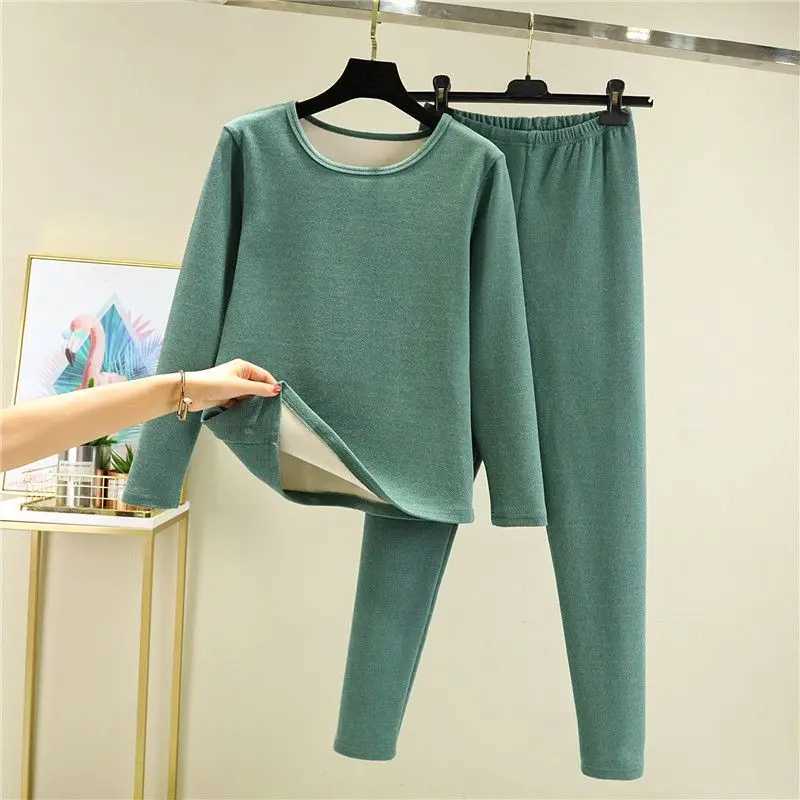Men's Thermal Underwear Warm bottom womens apron and thick underwear autumn clothing and pants wool warm underwear two-piece set Y241018SRV1