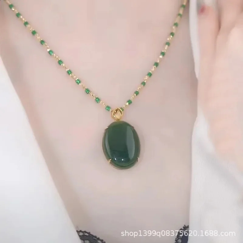 natural agate stone jade bead pendant necklace charm jewelry carving amulet mens accessories wholesale 241017