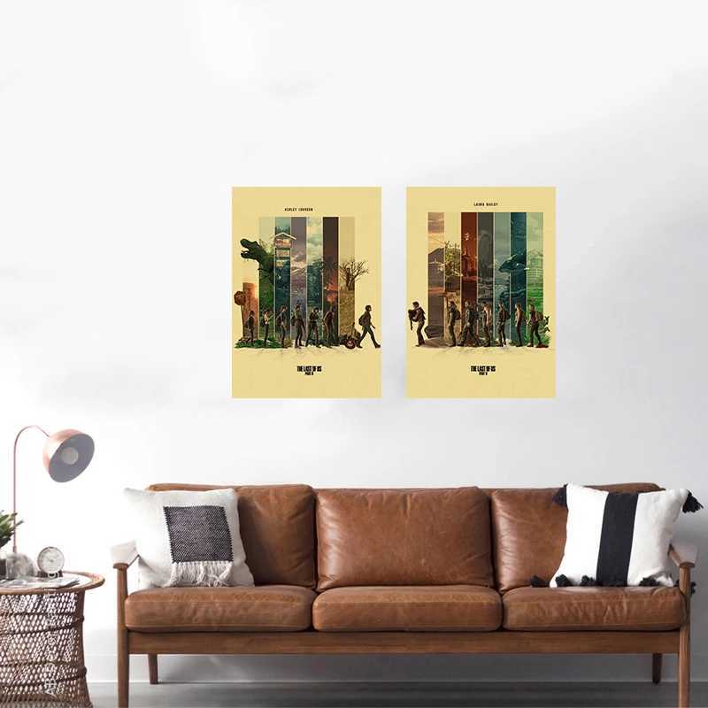 Hot The Last of Us Part 1 2 Poster Abby Ellie Retro Kraft Paper Prints Vintage Home Room Bar Cafe Club Decor Art Wall PaintingXJ241016