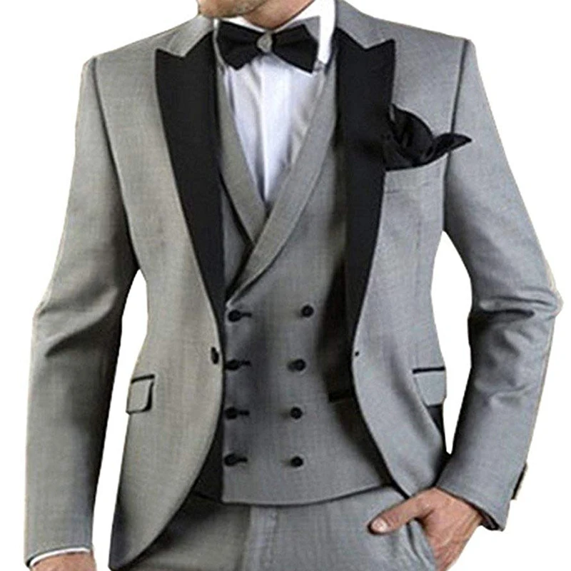 Slim Fit Wedding Suits For Men 3 Pieces Groom Tuxedos Peaked Lapel Male Fashion Clothes Set Jacket Waistcoat with Pants 2024