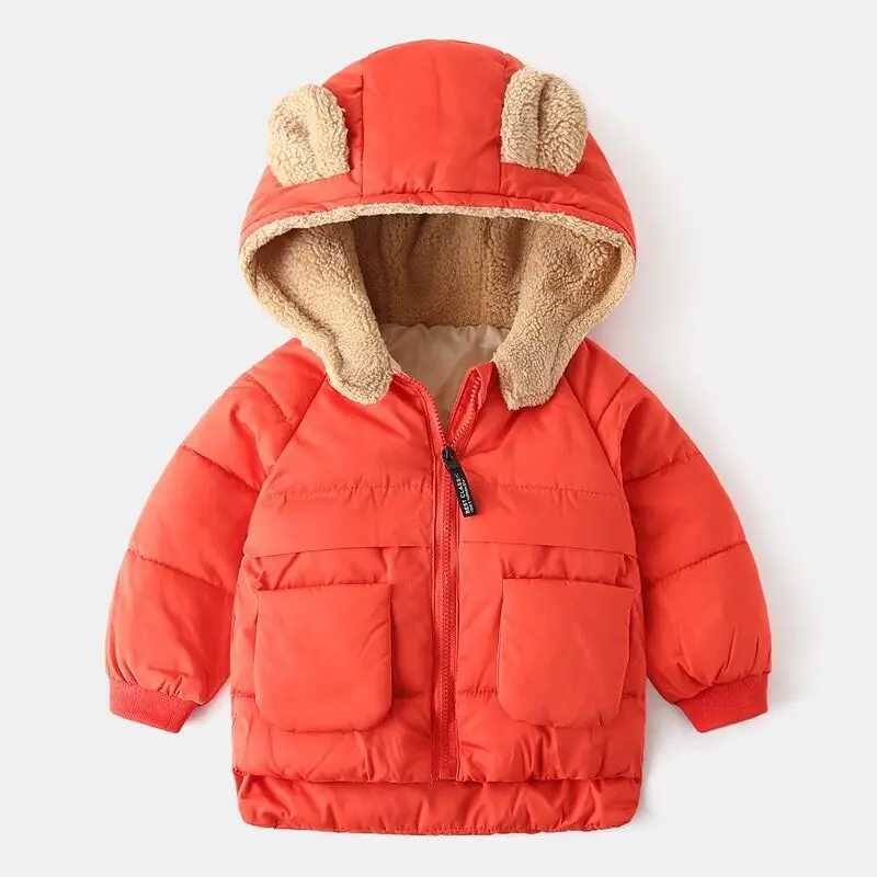 New boys jacket keeps warm hooded childrens jacket autumn thick zipper girls coat Christmas gift 2-6 years childrens clothing M241018