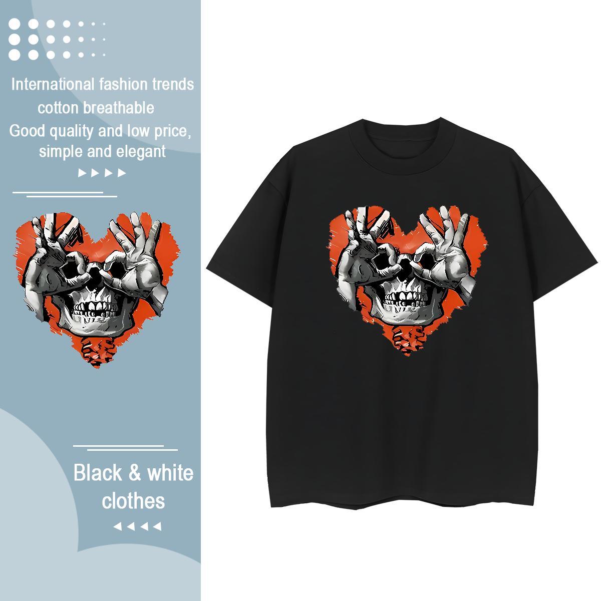 DIY T Shirts Women 230g Cotton Comfortable Outdoor skull Women Tees Lady Custom Print Plus Size Tees Shirts