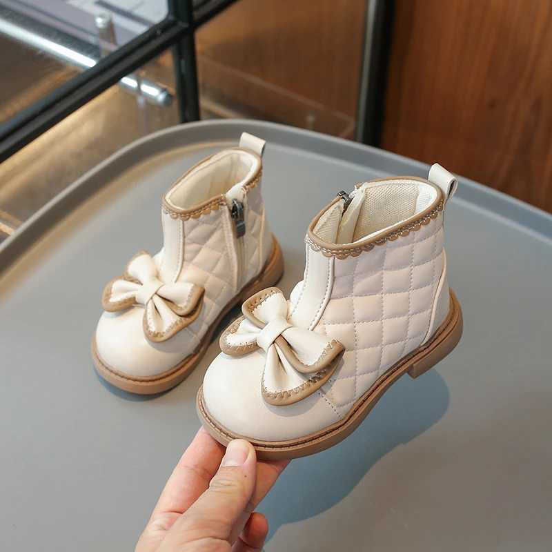 Boots Autumn and winter baby snow boots with soft soles anti slip childrens outdoor ankle shoes windproof childrens bow princess shoes H241018