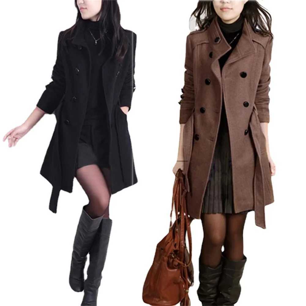 M-4XL Women Autumn Winter Faux Coat Casaco Feminino de L Batida Chantal Overcoat Slim Fit Long Double-Sided Woolen WindbreakerX241009
