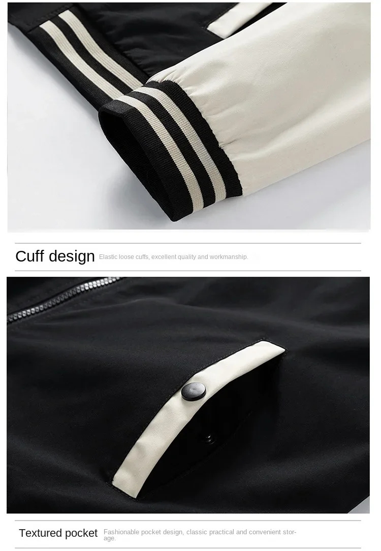 Autumn Mens Jacket Fashionable Color Matching Loose Outdoor Casual Sports Baseball Uniform Coat WorkJacket 241018