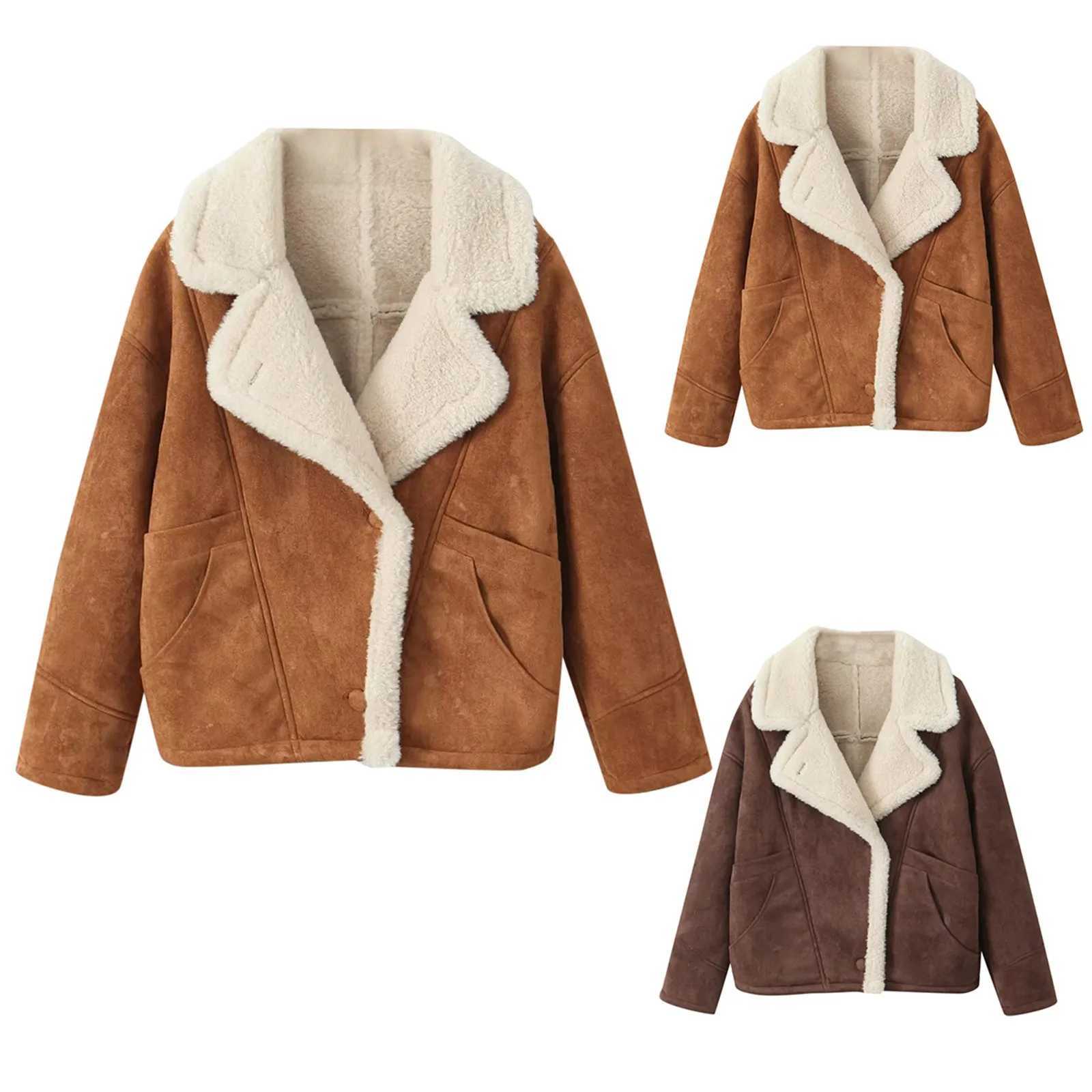 Vintage Lamb Wool Loose Fit Casual Jacket Coat Women Cozy Warm Winter Fashion Outerwear Cold Weather Fleece Warm JacketsX241018