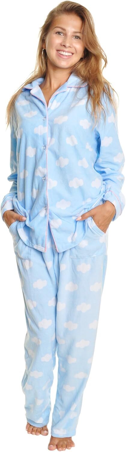 Women S Pajama Set Cozy Fleece With Notch Collar And Pockets