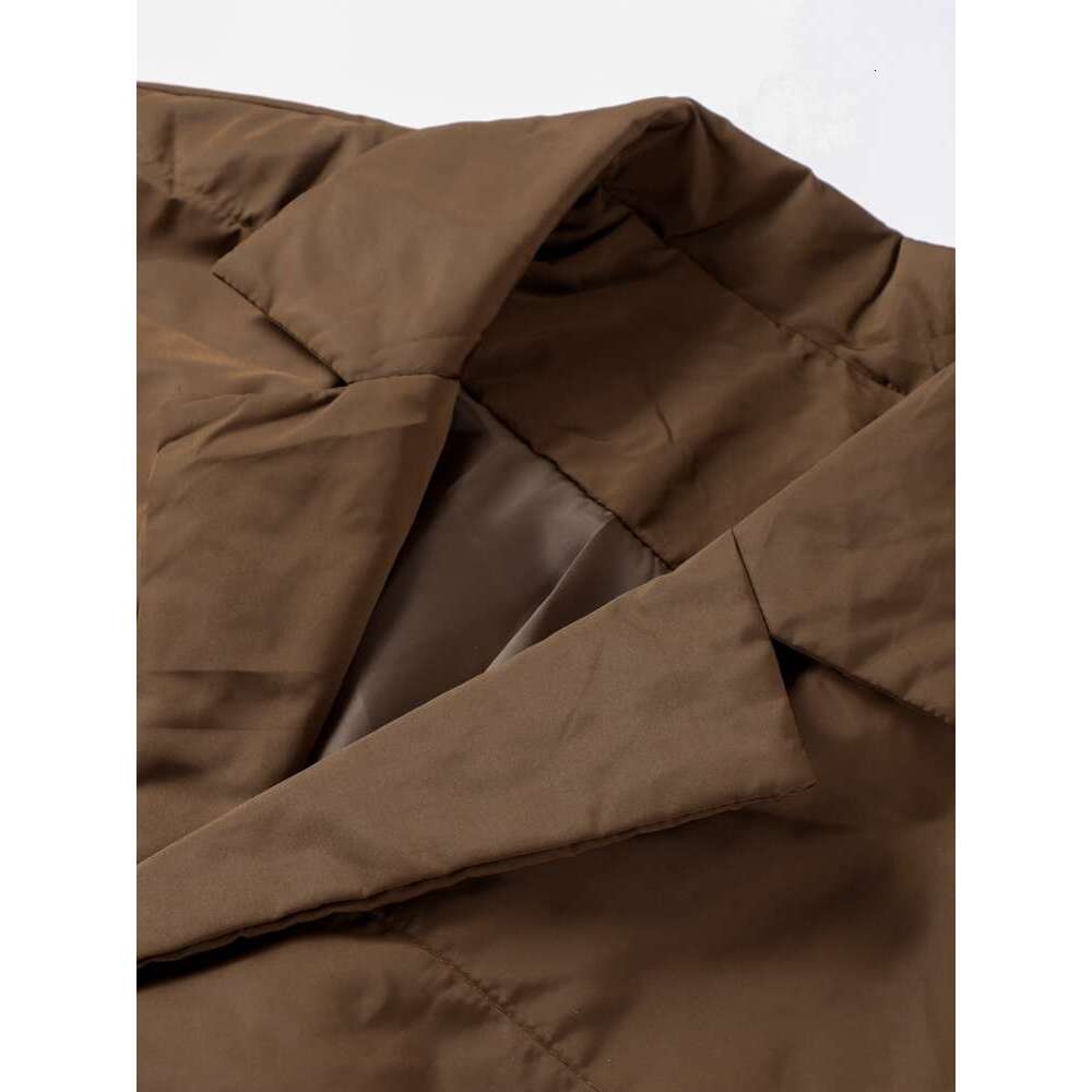 Winter Women Puffer Coat With Belt Fashion Turn-Down Collar Long Sleeve Female Warm Jacket Autumn Loose Lace Up Ladies Outwear